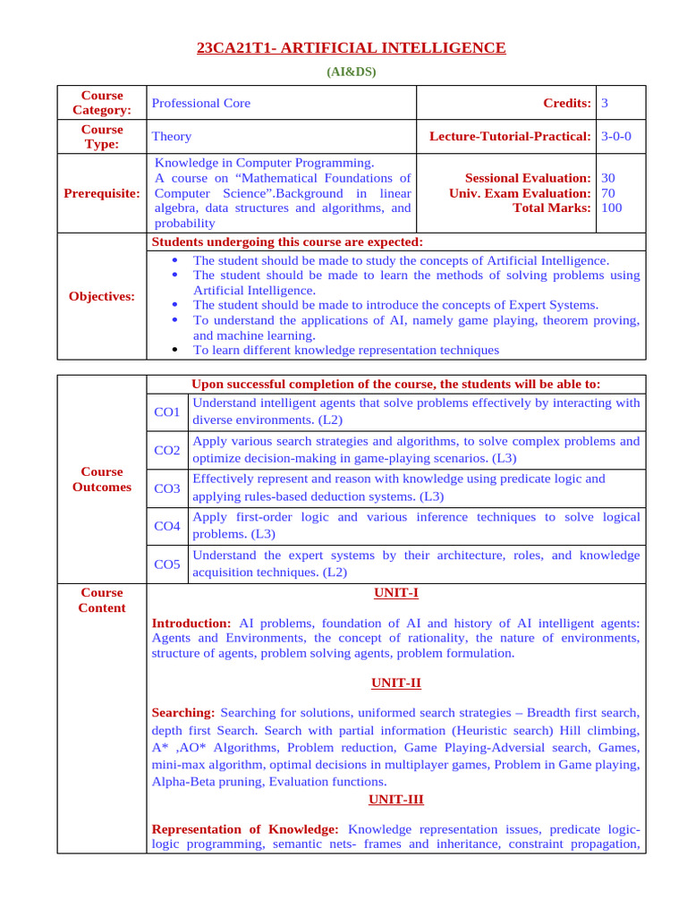 AI Course: Foundations & Applications | PDF | Artificial Intelligence ...