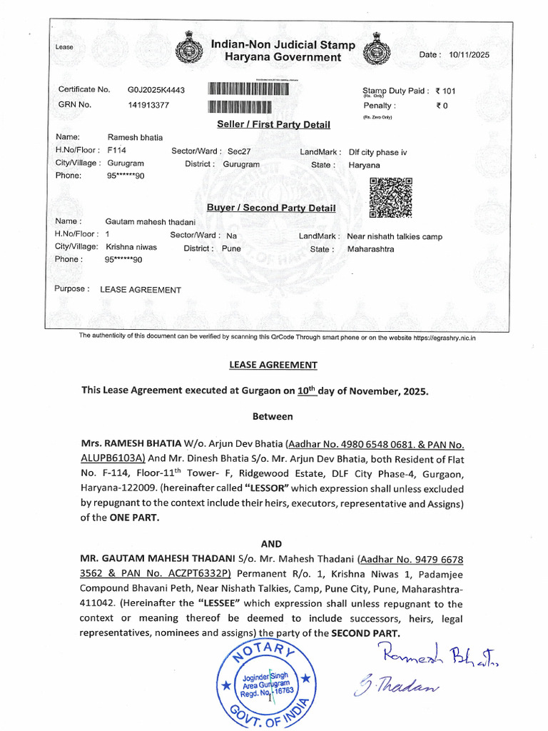 RentAgreement F114 RidgewoodEstate Signed | PDF