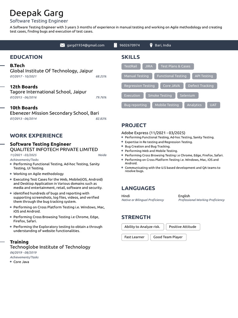 Deepak Resume | PDF | Software Testing | Safari (Web Browser)