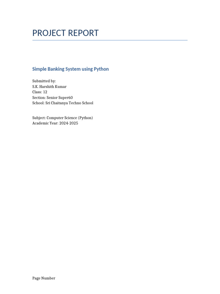 Simple Banking System Project in Python | PDF | Banks | Computing