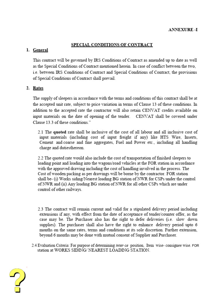 Special Conditions of Contract for Sleepers | PDF | Banks | Indemnity