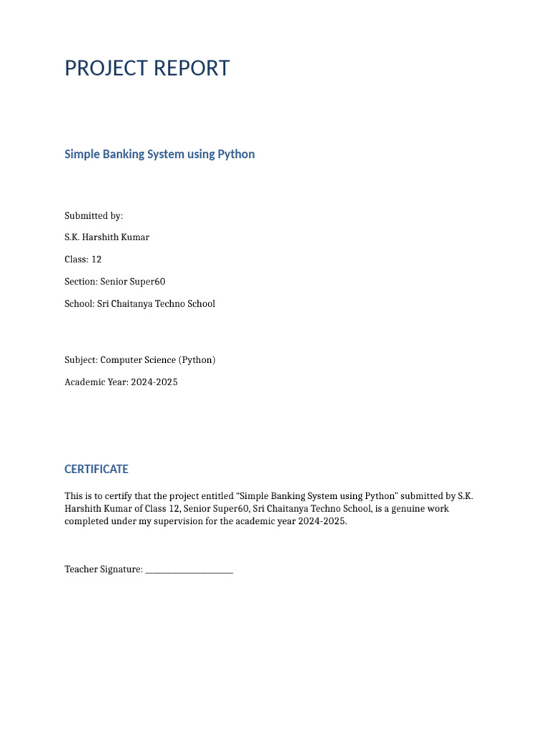 Banking Project Harshith(3) | PDF