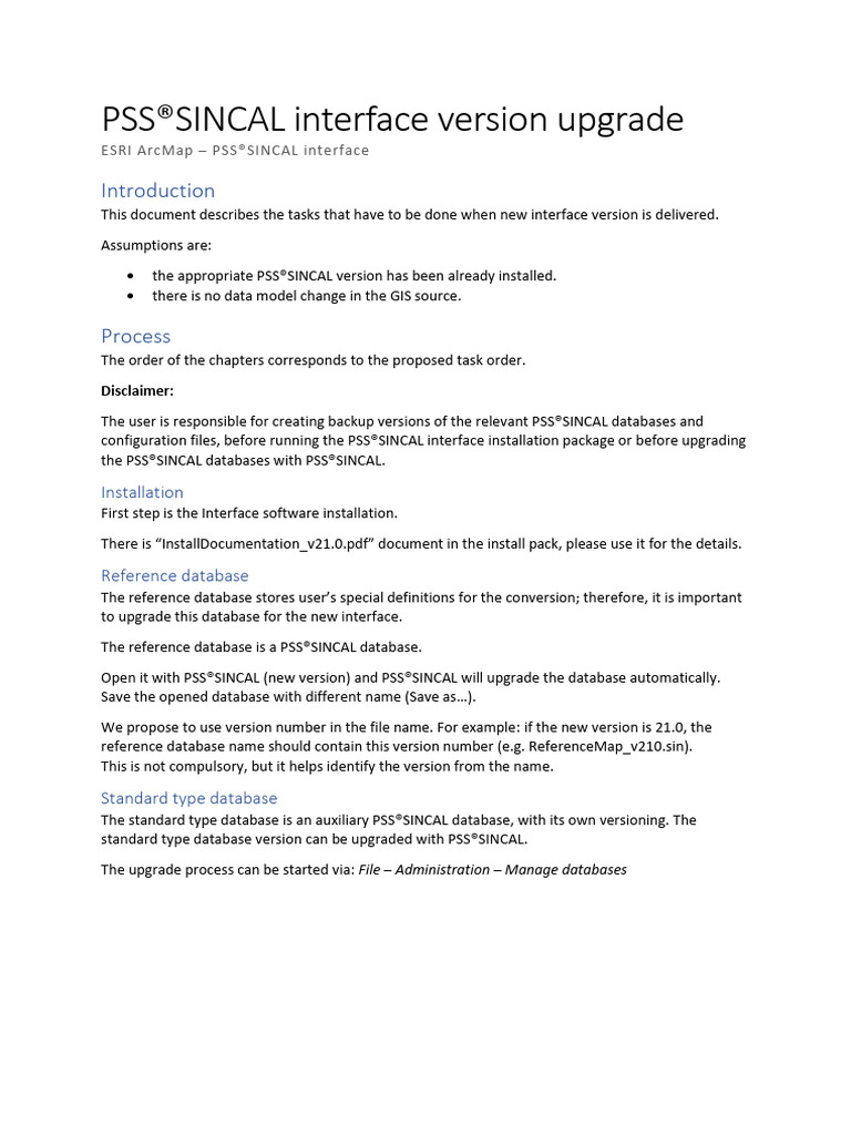 PSS®SINCAL Interface Upgrade Guide | PDF | Databases | Application Software
