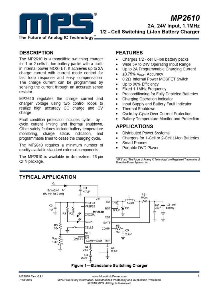 MP2610 | PDF | Battery Charger | Amplifier