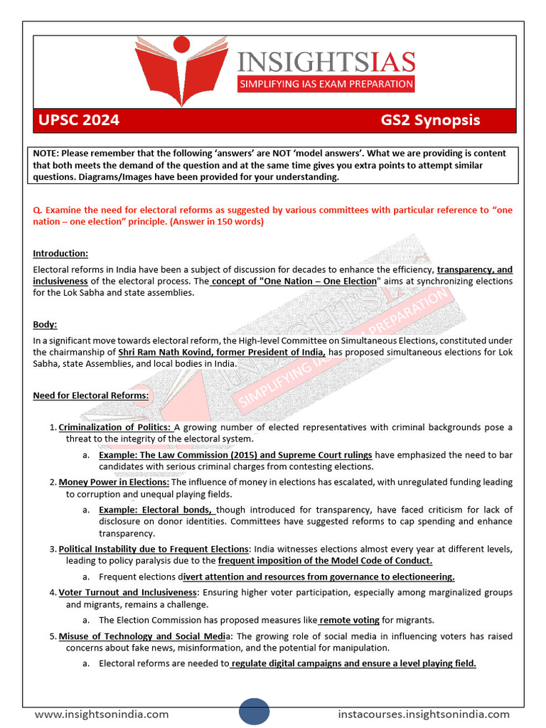 Upsc2024 Gs2 Synopsis | PDF | Arbitration | Tribunal