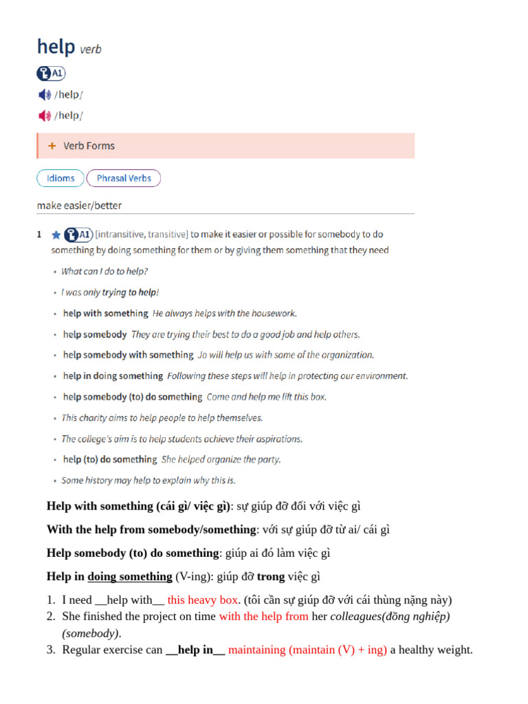 Dictionary Entry to Complete Sentences | PDF