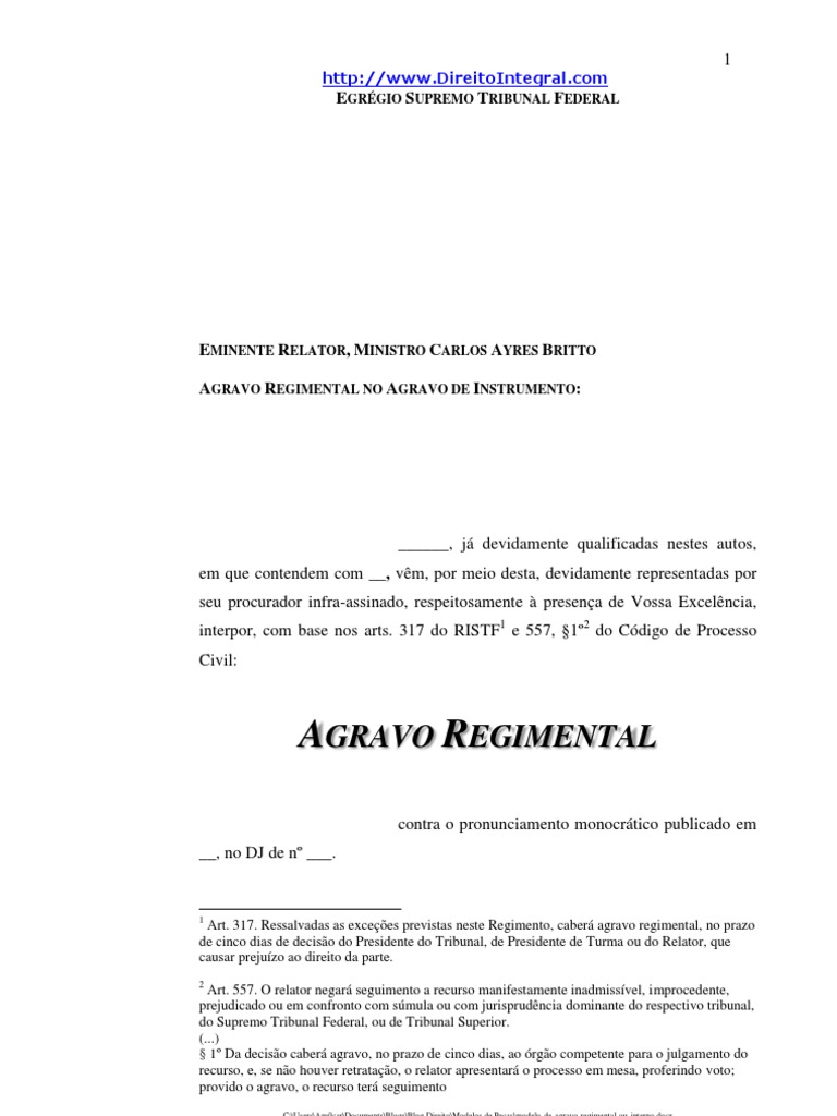 Agravo Regimental: Intempestividade do INSS | PDF | Jurisprudência ...