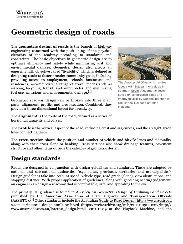 Geometric Design of Roads - Wikipedia | PDF