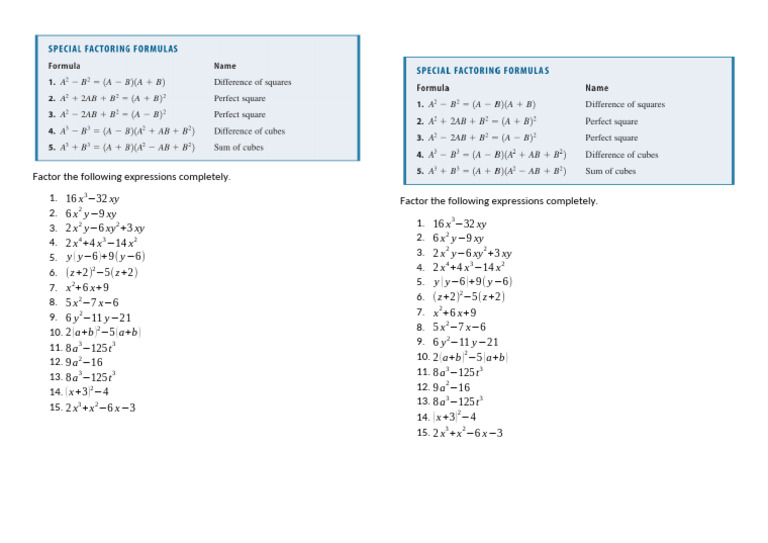 Factoring Examples | PDF