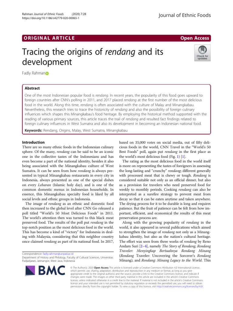 Origins and Evolution of Rendang | PDF