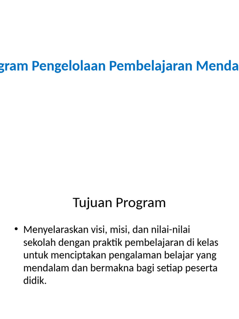 Program Pembelajaran Bermakna 2025-2026 | PDF