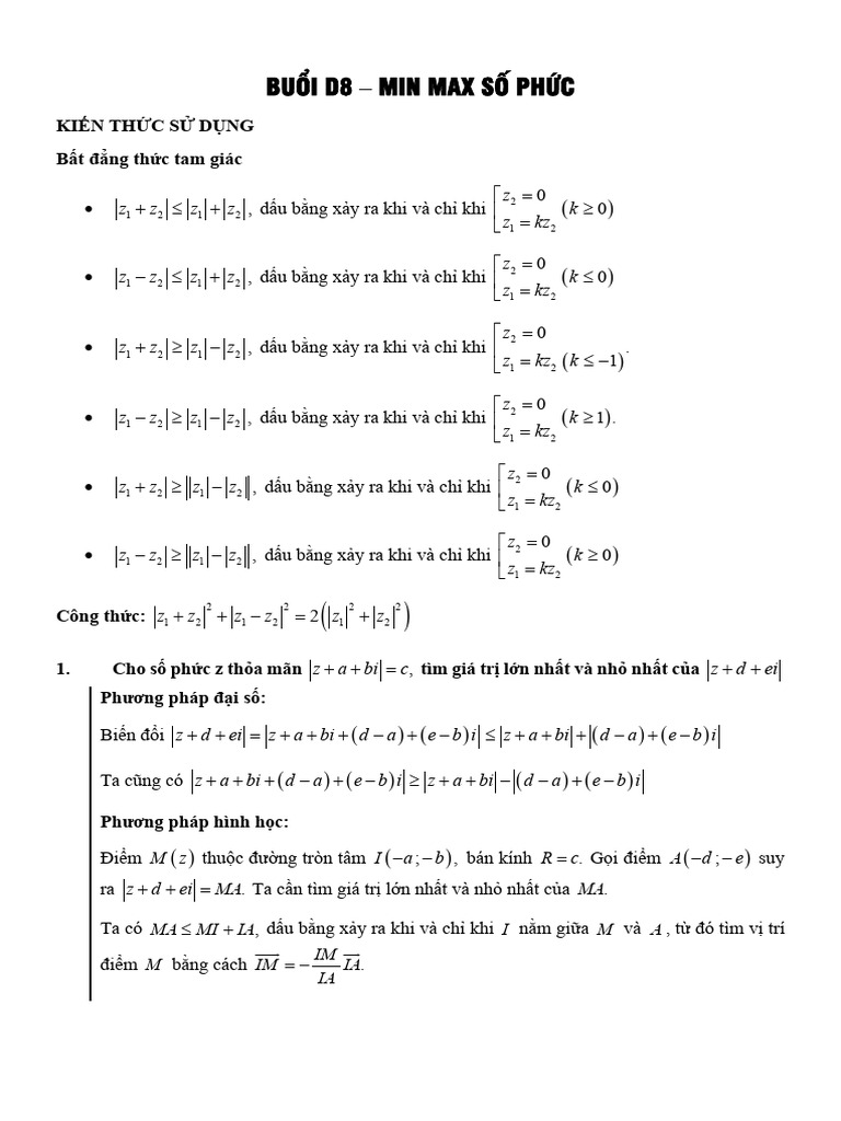 D8 - Min max số phức | PDF