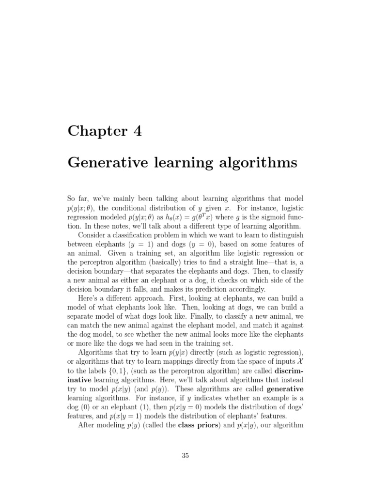 Generative Learning Algorithms Explained | PDF | Normal Distribution ...