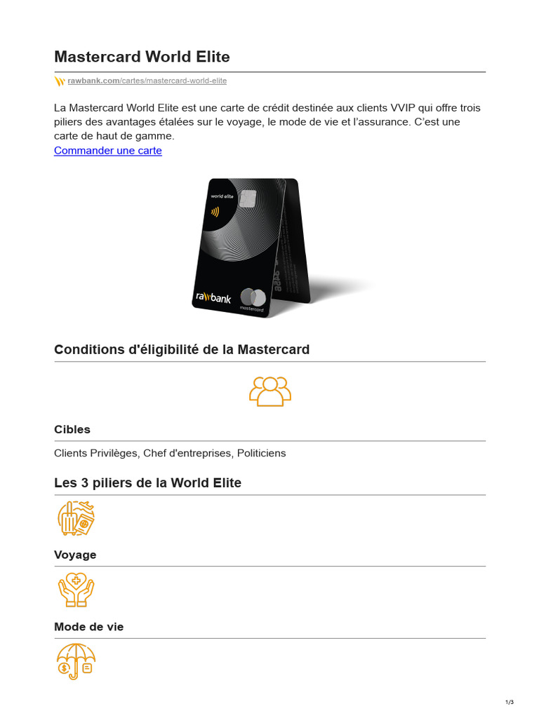 Mastercard World Elite | PDF