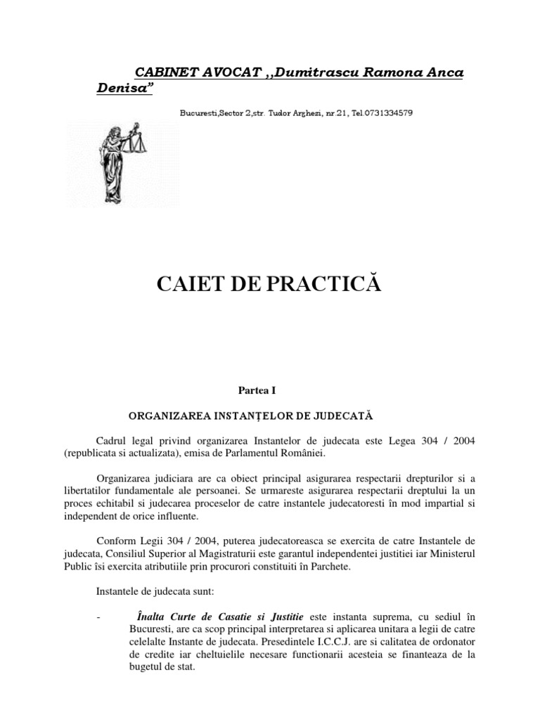 Cabinet Avocat Caiet Practica