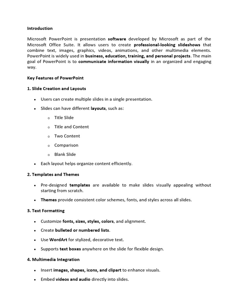 Microsoft PowerPoint Features and Uses | PDF | Microsoft Power Point ...