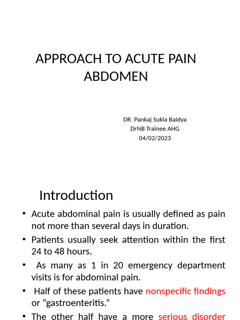 Acute Abdominal Pain Management Guide | PDF | Pain | Ct Scan