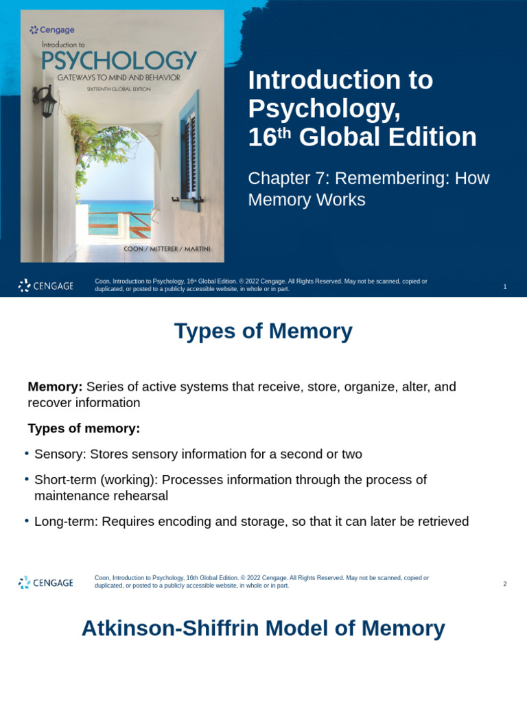 Modified Chapter 7 - Memory | PDF | Memory | Recall (Memory)