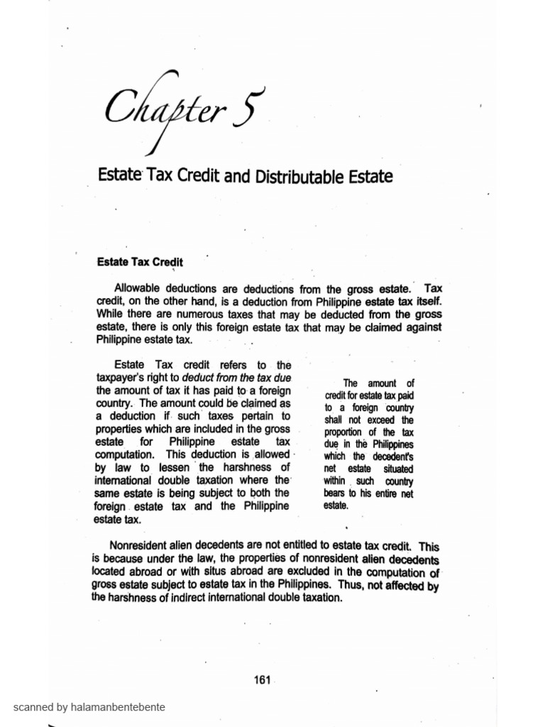 Chapter 5 - Estate Tax Credit & Distributable Estate | PDF | Tax ...