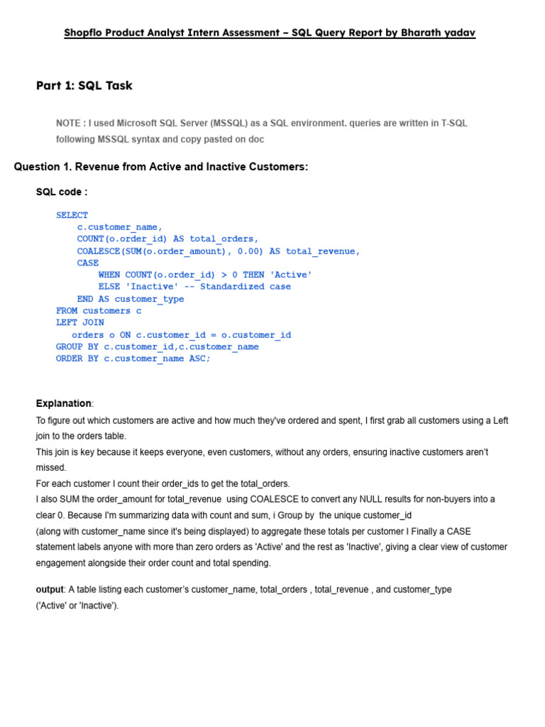 SQL Query Report for Product Analysis | PDF | Microsoft Sql Server ...