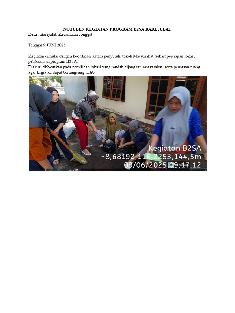 Notulen Kegiatan Program B2SA 2025 | PDF