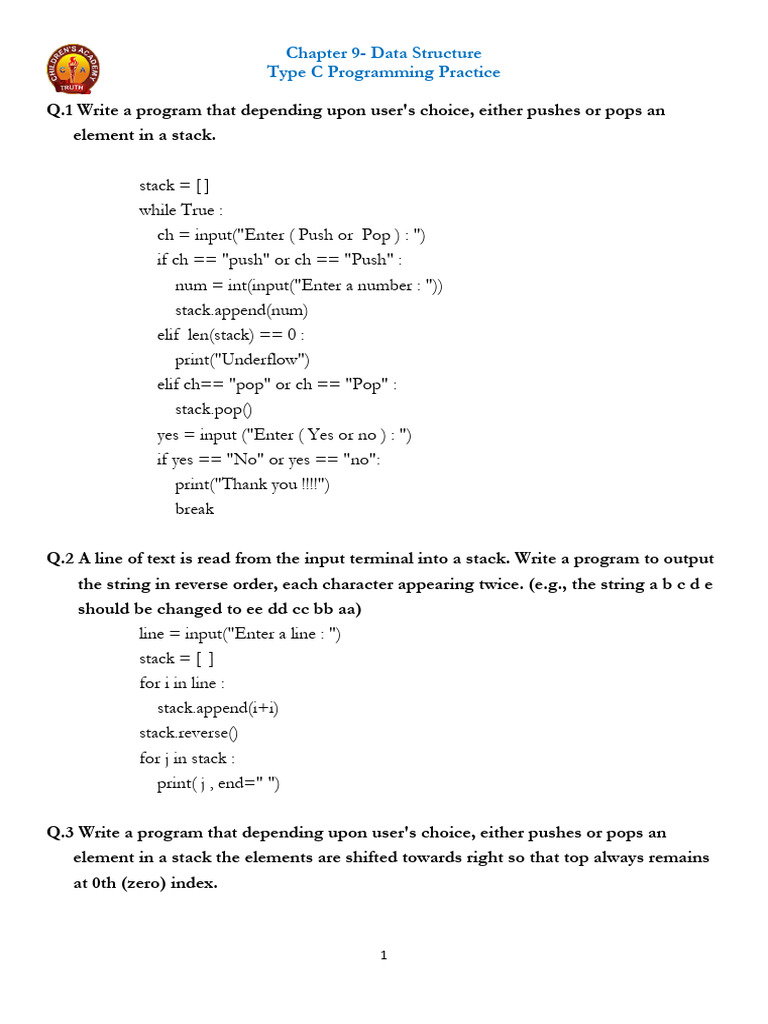 Data Structure Type C Questions CA | PDF | Queue (Abstract Data Type ...