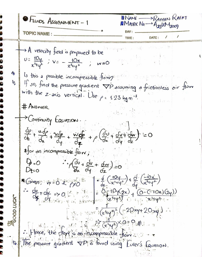 Fluids-II (Assignment 1) | PDF