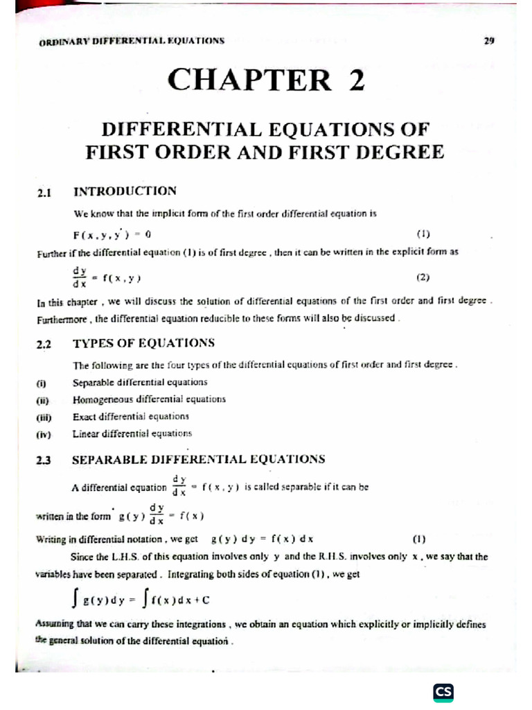 Applied Mathematics (CSS) First Ordinary Differential Equation | PDF