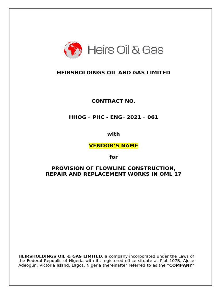 HHOG-PHC-EnG-2021-061 Flowline Construction and Repairs Proforma ...