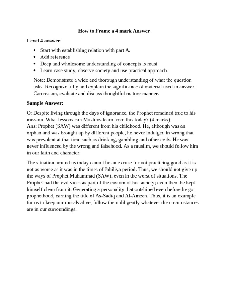 Framing a 4-Mark Answer Effectively | PDF