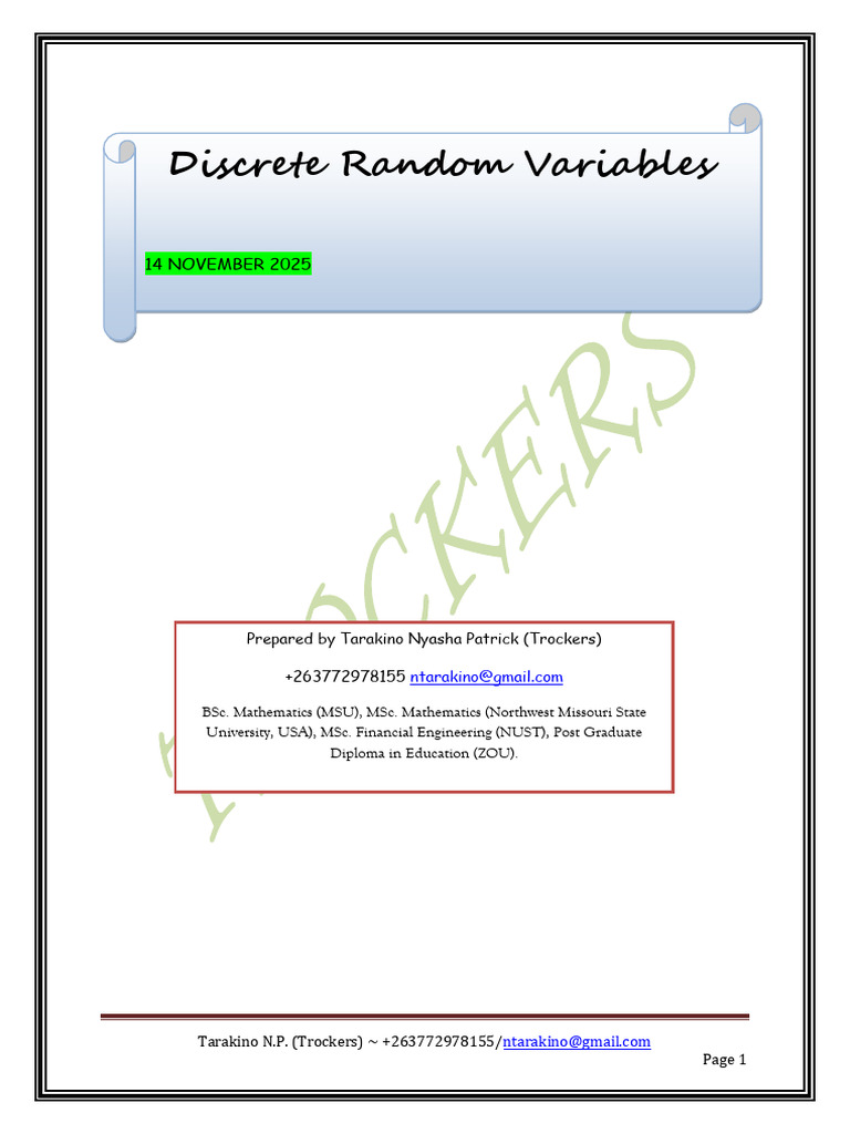 Discrete Random Variables Explained | PDF | Probability Distribution ...