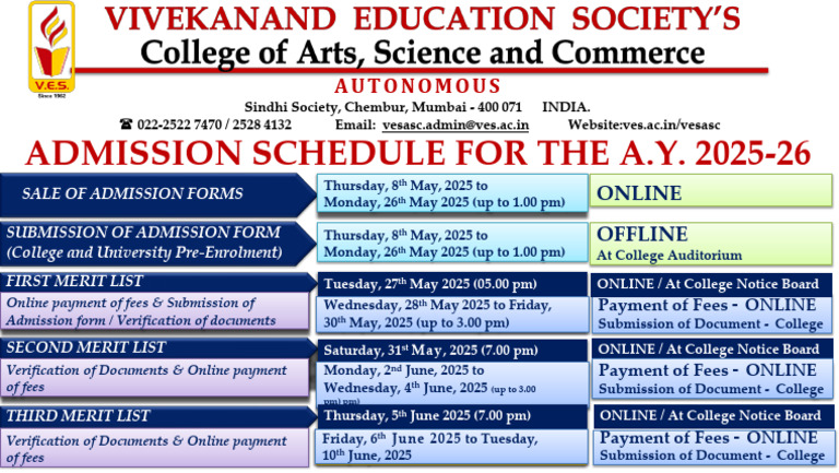 Revised Fy Admission Schedule 2025 26 | PDF