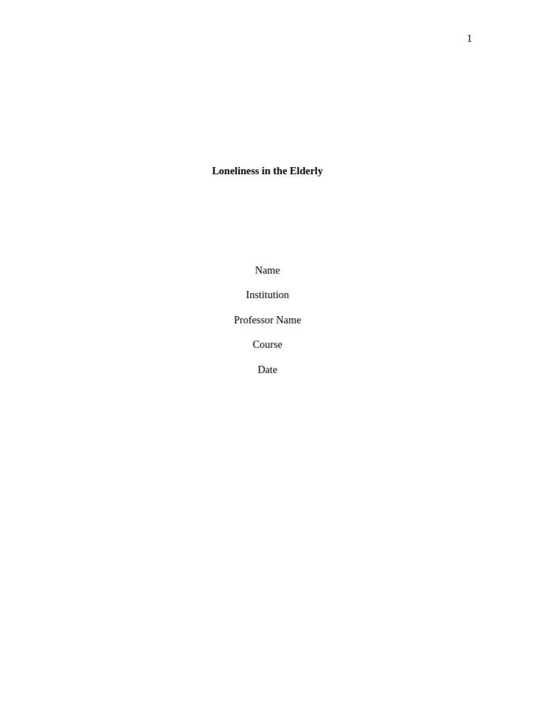 Loneliness in The Elderly | PDF | Loneliness | Old Age