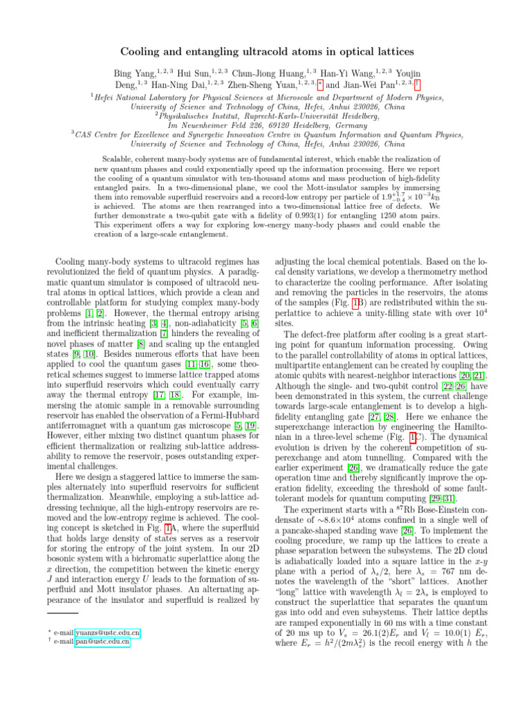 Cooling Ultracold Atoms in Optical Lattices | PDF | Quantum ...