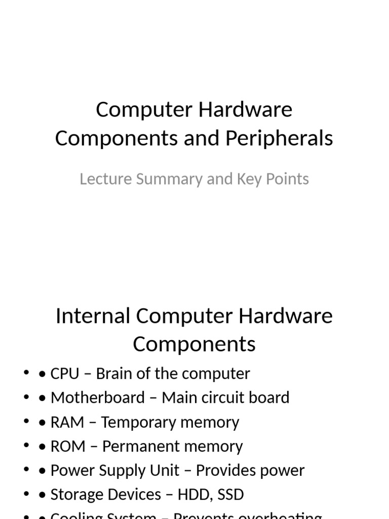 Computer Hardware Components Overview | PDF