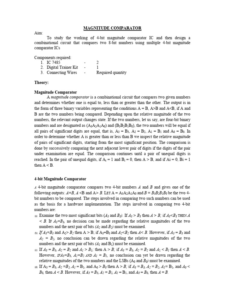 4-Bit Magnitude Comparator Design Guide | PDF | Computer Engineering