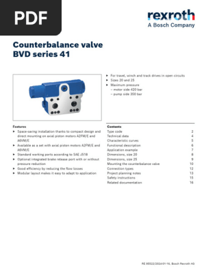 BVD Series 41 Counterbalance Valve Guide | PDF | Screw | Valve