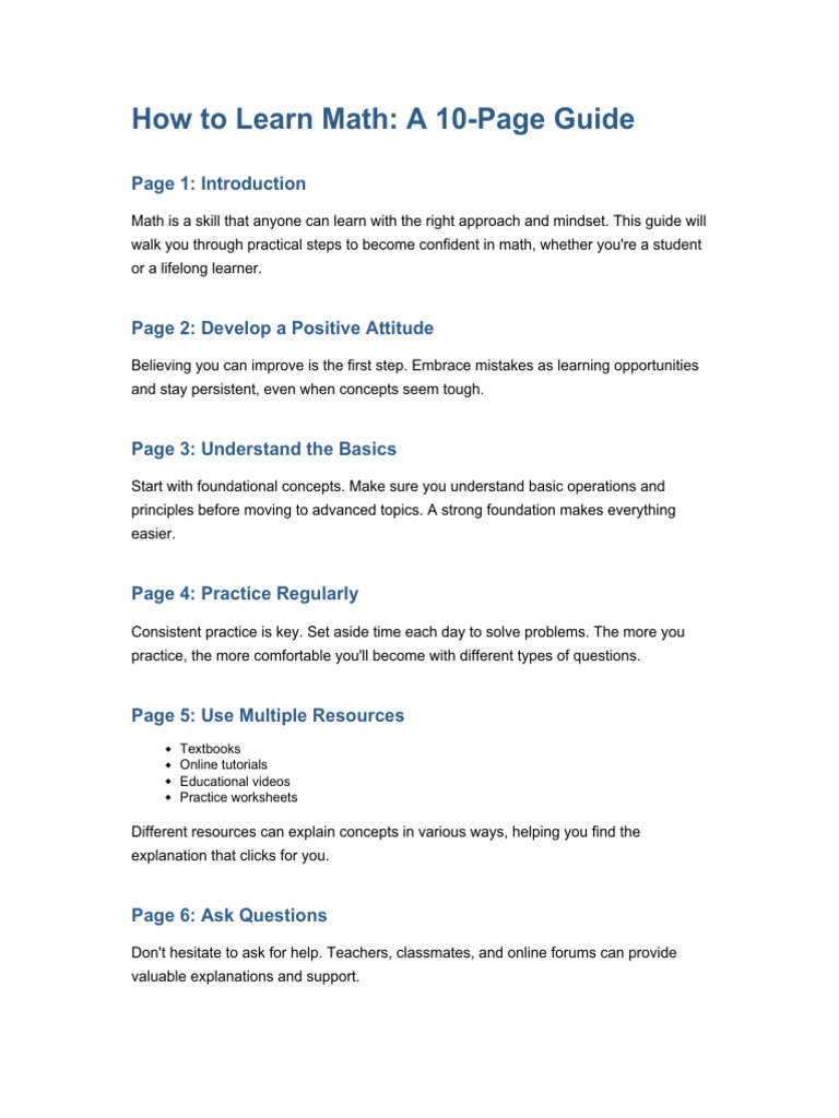Master Math: A Practical Learning Guide | PDF