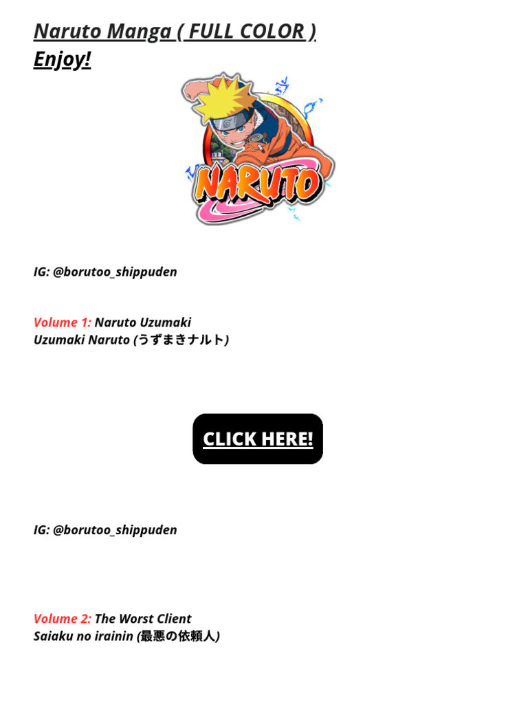 Full Color Naruto Manga Volumes Guide | PDF