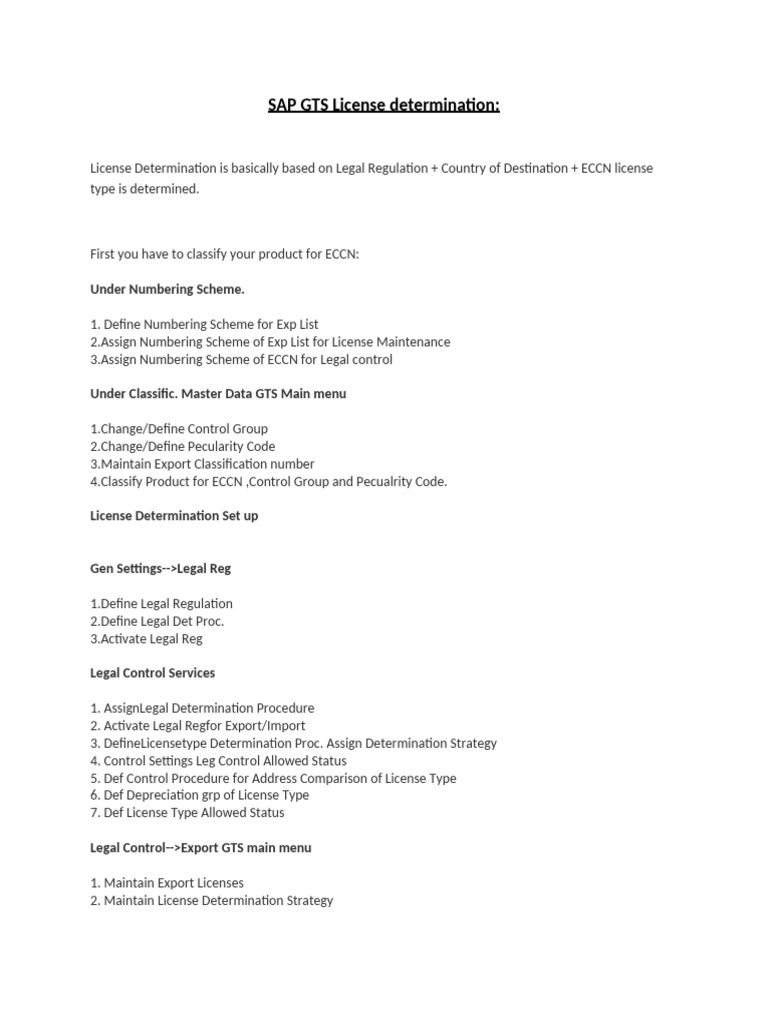 SAP GTS License Determination Guide | PDF | Computer Programming ...