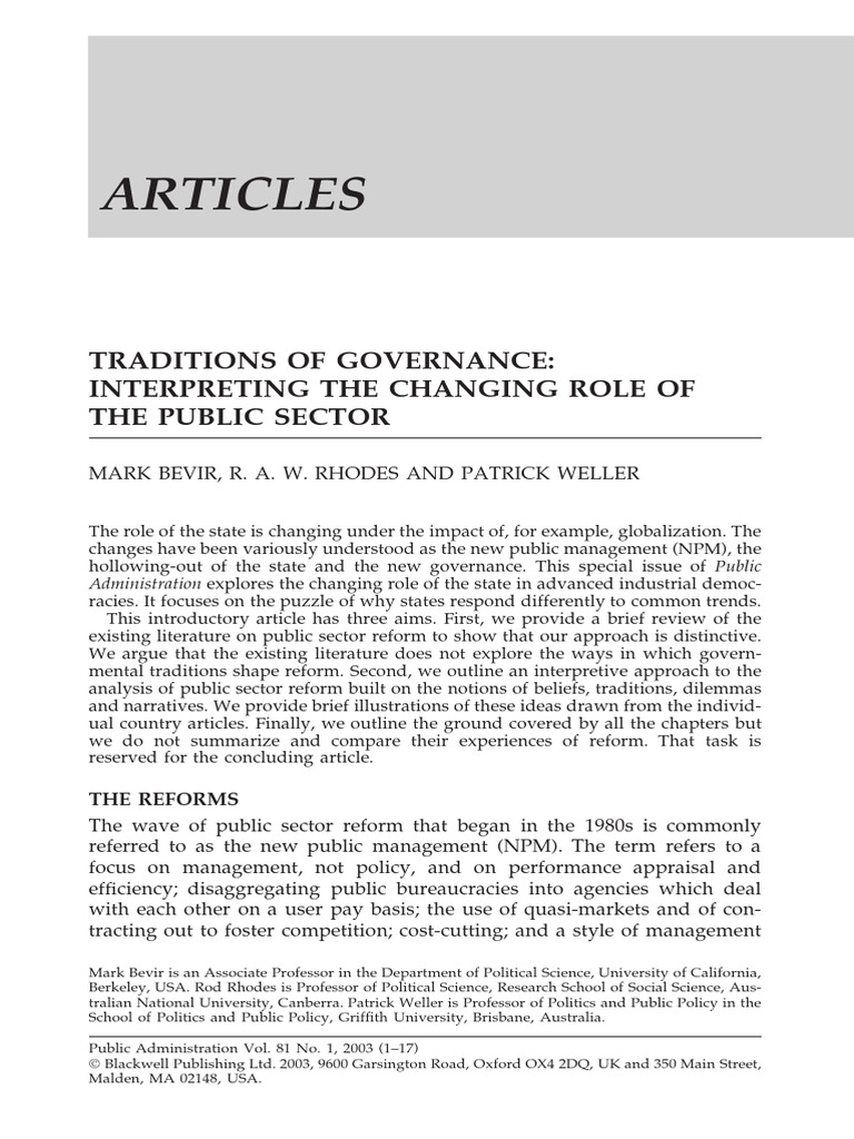 Changing Role of Public Sector Governance | PDF | Rationality | Positivism
