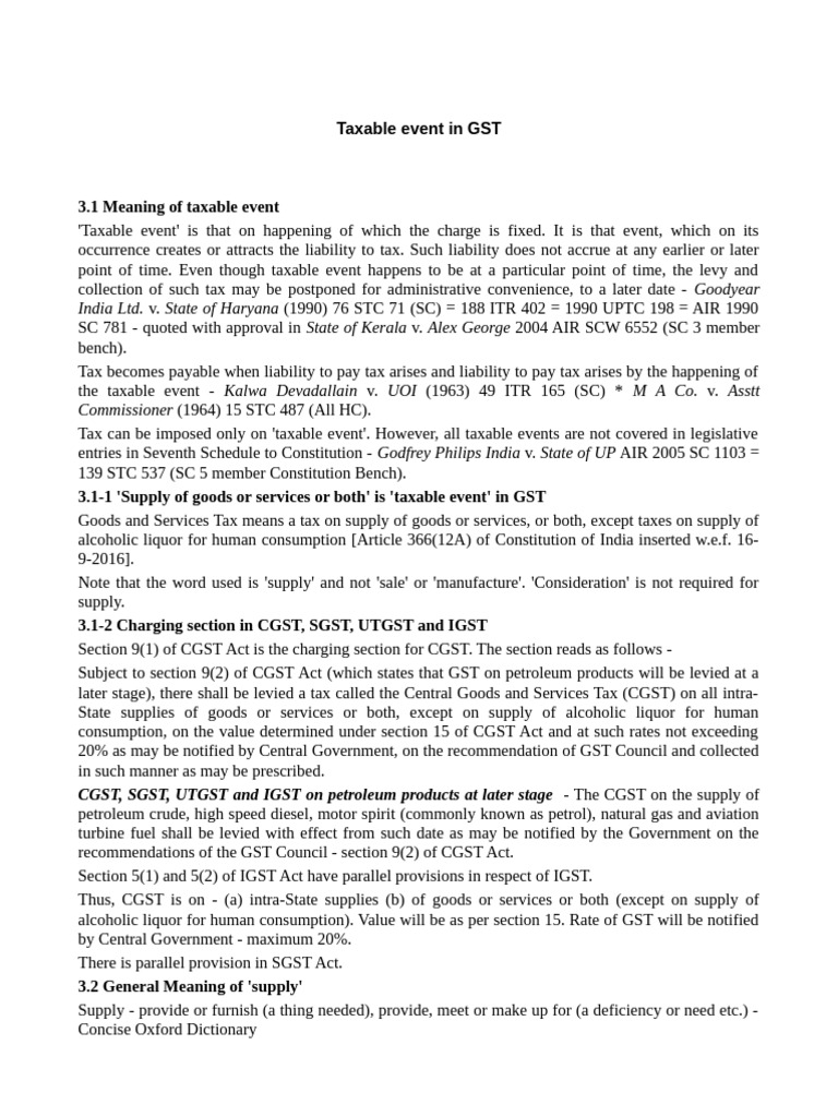 3 Taxable Event in GST | PDF | Lease | Value Added Tax