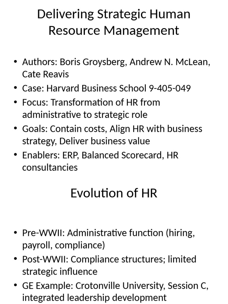 Delivering Strategic HRM Case Study | PDF | Analytics | Outsourcing