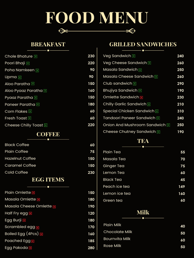 Comprehensive Food Menu with Prices | PDF | Soup | Pasta