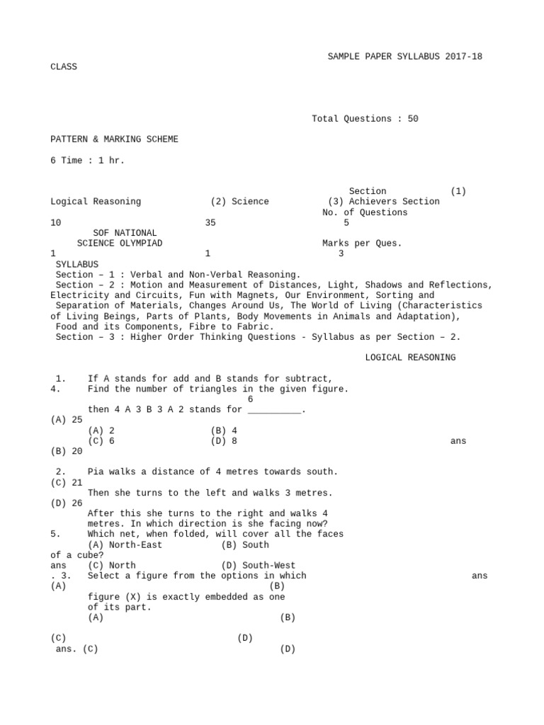 SOF National Science Olympiad Syllabus | PDF | Water | Boiling
