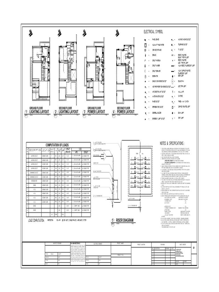 Electrical Symbol: Lighting Layout Lighting Layout Power Layout Power ...