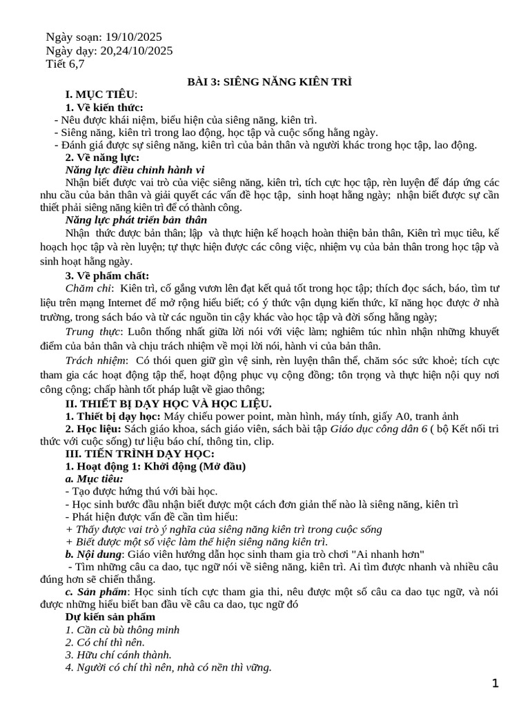 Bài 3 - Siêng năng - tách tiết | PDF