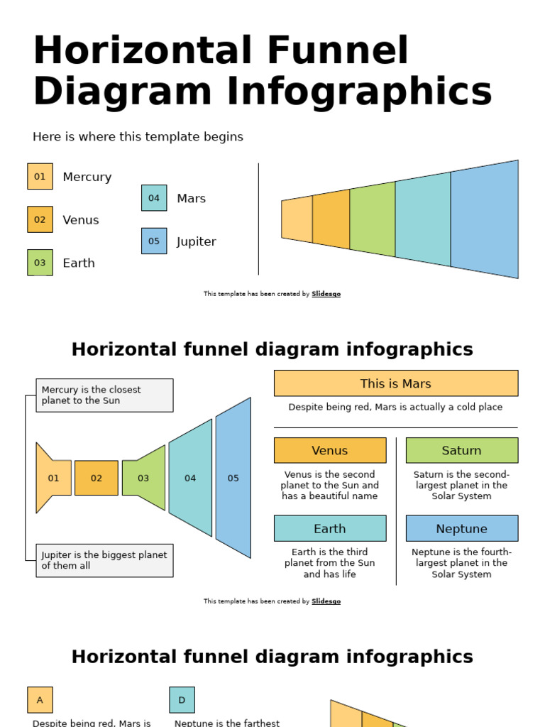 Horizontal Funnel Diagram Infographics by Slidesgo | PDF | Planets ...