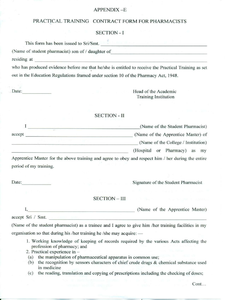 Practical Training Form Appendix E | PDF