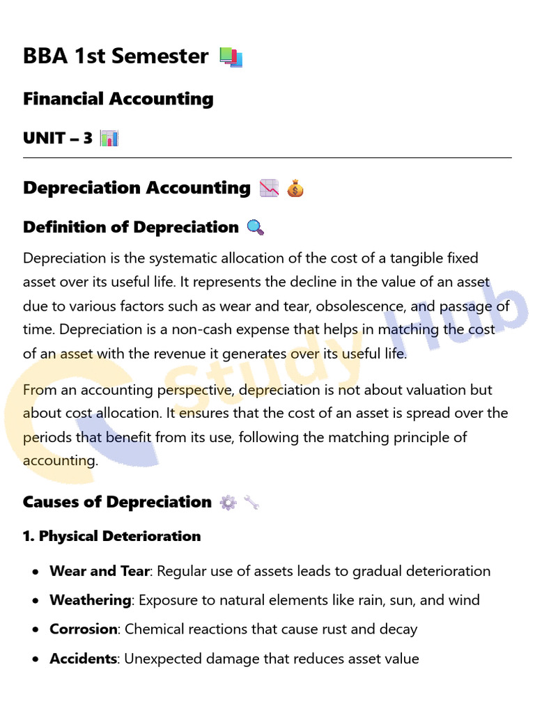 FA UNIT - 3 - Watermarked | PDF | Depreciation | Book Value